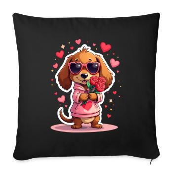 Dackel teckel teckel tekel - Housse de coussin décorative 45 x 45 cm - noir - Devant