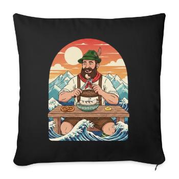 Weißwurst Alpen Kawaii Anime - Sofakissenbezug 45 x 45 cm - Schwarz - Vorne
