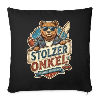 Fier Oncle Ours – Héros du Loisir - Housse de coussin décorative 45 x 45 cm - noir - Devant