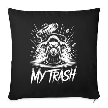 Aggressive rat in the trash can – My Trash - Sofa pillowcase 17,3'' x 17,3'' (45 x 45 cm) - black - Front