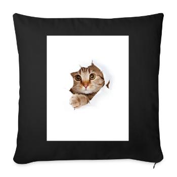 Peekaboo Kitten Through Paper Tear - Sofa pillowcase 17,3'' x 17,3'' (45 x 45 cm) - black - Front
