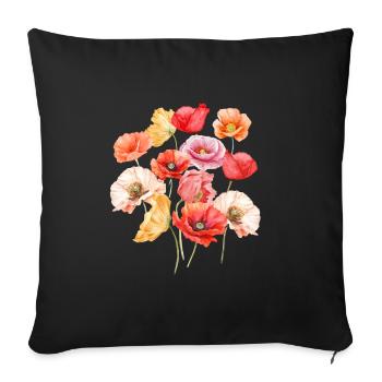 Coquelicots sauvages / Colorés, comme l’été - Housse de coussin décorative 45 x 45 cm - noir - Devant