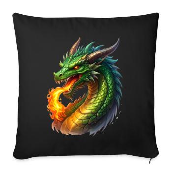 Fire-breathing dragon - Sofa pillowcase 17,3'' x 17,3'' (45 x 45 cm) - black - Front