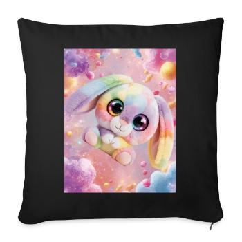 Rainbow cuddly bunny in the magic room - Sofa pillowcase 17,3'' x 17,3'' (45 x 45 cm) - black - Front