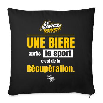 Une bière après le sport c'est de la récupération - Housse de coussin décorative 45 x 45 cm - noir - Devant