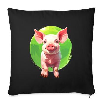 A piggy - Sofa pillowcase 17,3'' x 17,3'' (45 x 45 cm) - black - Front