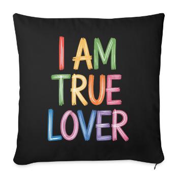 Je suis un vrai amoureux Écriture colorée Imprimé - Housse de coussin décorative 45 x 45 cm - noir - Devant