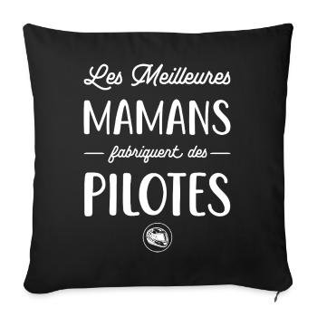 Les meilleures mamans fabriquent des pilotes - Housse de coussin décorative 45 x 45 cm - noir - Devant