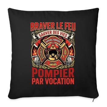 Pompier sapeur pompier feu héros vocation - Housse de coussin décorative 45 x 45 cm - noir - Devant