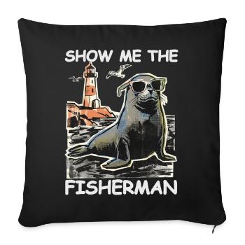 Funny seal looking for fish - Sofa pillowcase 17,3'' x 17,3'' (45 x 45 cm) - black - Front