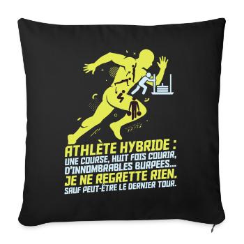 Athlète Hybride Course Fitness Humour Citation - Sofakissenbezug 45 x 45 cm - Schwarz - Vorne