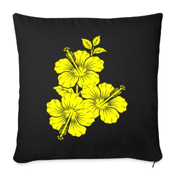 Yellow Hibiscus Triple Flower Silhouette - Sofa pillowcase 17,3'' x 17,3'' (45 x 45 cm) - black - Front