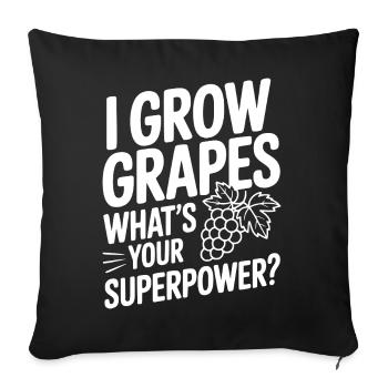 Je cultive des raisins. Quel est ton super-pouvoir ? - Housse de coussin décorative 45 x 45 cm - noir - Devant