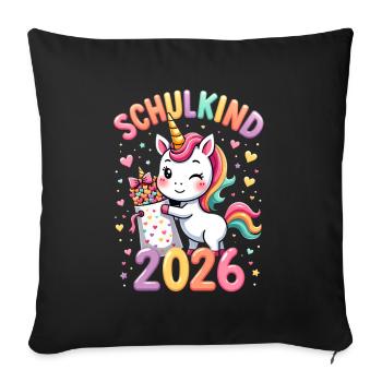 School Child 2026 School Enrollment 2026 Back to School - Sofa pillowcase 17,3'' x 17,3'' (45 x 45 cm) - black - Front