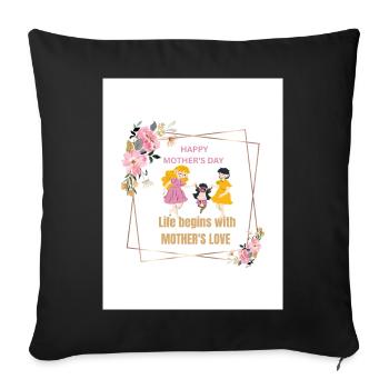 Mother's Love Floral Frame - Sofa pillowcase 17,3'' x 17,3'' (45 x 45 cm) - black - Front