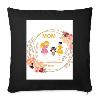 Mom Pure Love Floral Circle - Sofa pillowcase 17,3'' x 17,3'' (45 x 45 cm) - black - Front