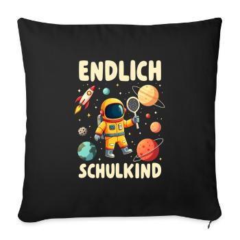 Schulkind 2026 Einschulung 2026 Schulanfang - Sofakissenbezug 45 x 45 cm - Schwarz - Vorne