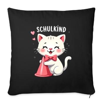 Schulkind 2026 Einschulung 2026 Schulanfang - Sofakissenbezug 45 x 45 cm - Schwarz - Vorne