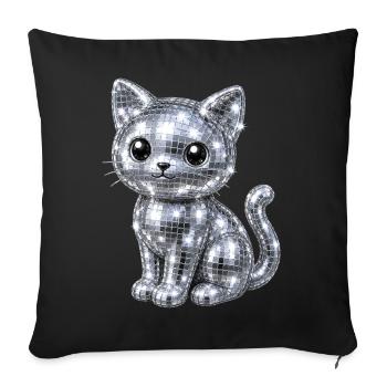Paillettes disco pour chat - Housse de coussin décorative 45 x 45 cm - noir - Devant