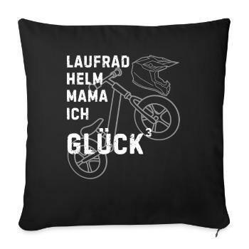 Laufrad Helm Mama Kinder Bike Humor - Sofakissenbezug 45 x 45 cm - Schwarz - Vorne