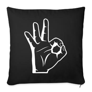 Tauchzeichen_OK_Handzeichen - Housse de coussin décorative 45 x 45 cm - noir - Devant
