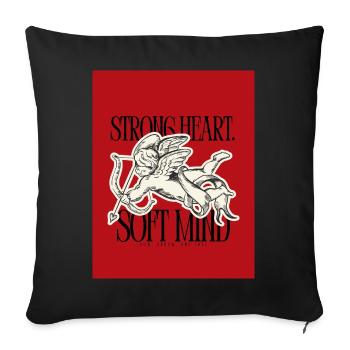 Starke Herzen, zarte Köpfe - Sofakissenbezug 45 x 45 cm - Schwarz - Vorne