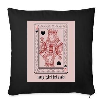 Queen of Hearts with Rose - Sofa pillowcase 17,3'' x 17,3'' (45 x 45 cm) - black - Front