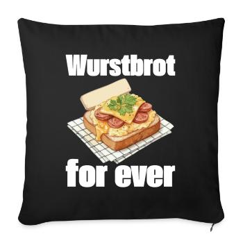Wurstbrot Forever – Sandwich Pop Art - Sofakissenbezug 45 x 45 cm - Schwarz - Vorne
