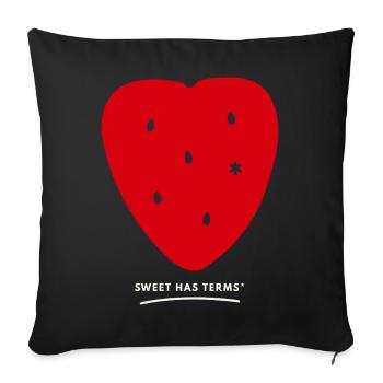 Cœur de fraise avec un dicton - Housse de coussin décorative 45 x 45 cm - noir - Devant