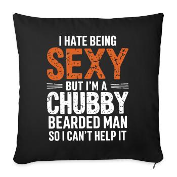 Homme à la barbe potelée qui dit Cadeau de chemise Mari - Housse de coussin décorative 45 x 45 cm - noir - Devant