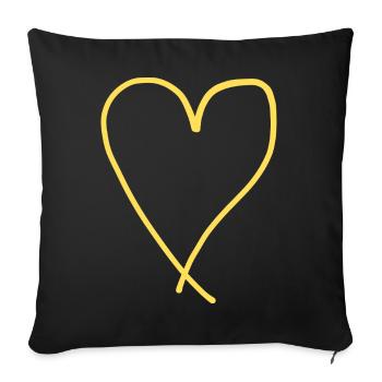 Yellow Heart Yellow Gift Idea Love Valentine's Day - Sofa pillowcase 17,3'' x 17,3'' (45 x 45 cm) - black - Front
