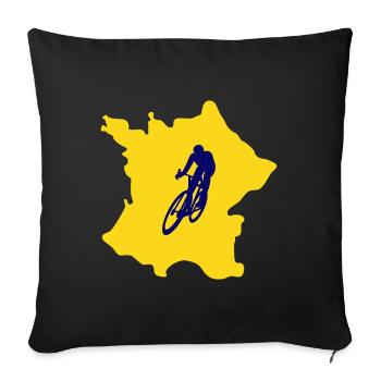 Carte France avec conception vélo – cycliste - Housse de coussin décorative 45 x 45 cm - noir - Devant