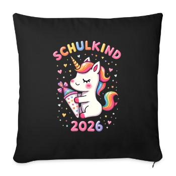 Schulkind 2026 Einschulung 2026 Schulanfang - Sofakissenbezug 45 x 45 cm - Schwarz - Vorne