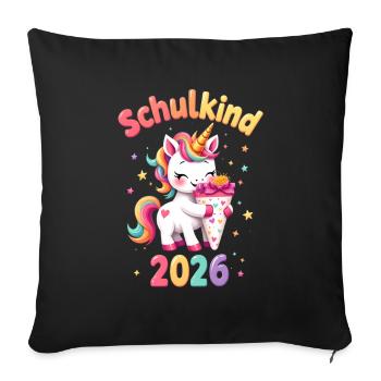 School Child 2026 School Enrollment 2026 Back to School - Sofa pillowcase 17,3'' x 17,3'' (45 x 45 cm) - black - Front