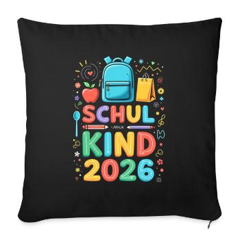 Scolaire 2026 Inscription scolaire 2026 Retour à l’école - Housse de coussin décorative 45 x 45 cm - noir - Devant