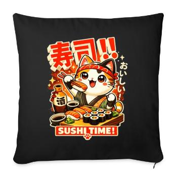 Kawaii Sushi Katze - Sofakissenbezug 45 x 45 cm - Schwarz - Vorne