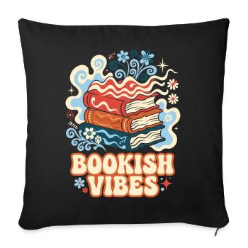 Bookish Vibes Retro Bücher - Sofakissenbezug 45 x 45 cm - Schwarz - Vorne