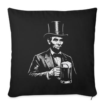 Abraham Lincoln trinkt Bier - Sofakissenbezug 45 x 45 cm - Schwarz - Vorne
