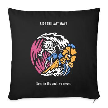 Ride The Last Wave Surfer Skull Ocean Geschenk - Sofakissenbezug 45 x 45 cm - Schwarz - Vorne