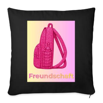 Freundschaft Glitzer Rucksack pink - Sofakissenbezug 45 x 45 cm - Schwarz - Vorne