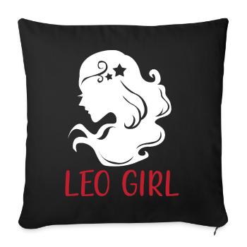 Zodiac sign Leo - Sofa pillowcase 17,3'' x 17,3'' (45 x 45 cm) - black - Front