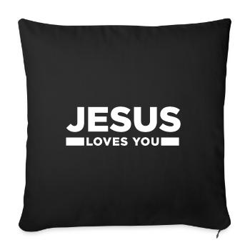 Jesus loves you tshirt god buddha christianity - Sofa pillowcase 17,3'' x 17,3'' (45 x 45 cm) - black - Front