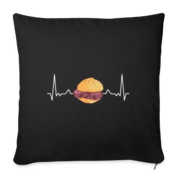 Leberkas Herzschlag Liebe Leberkäse - Housse de coussin décorative 45 x 45 cm - noir - Devant