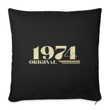 Original 1974 Vintage 1974 anniversaire 1974 rétro - Housse de coussin décorative 45 x 45 cm - noir - Devant