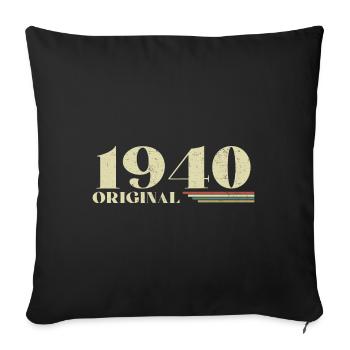 Original 1940 Vintage 1940 anniversaire 1940 rétro - Housse de coussin décorative 45 x 45 cm - noir - Devant