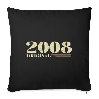 Original 2008 Jahrgang 2008 Retro Jubiläum 2008 - Sofakissenbezug 45 x 45 cm - Schwarz - Vorne
