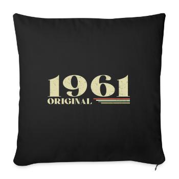 Original 1961 Vintage 1961 anniversaire 1961 rétro - Housse de coussin décorative 45 x 45 cm - noir - Devant