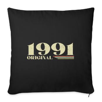 Original 1991 Vintage 1991 anniversaire 1991 rétro - Housse de coussin décorative 45 x 45 cm - noir - Devant