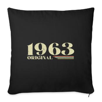 Original 1963 Vintage 1963 anniversaire 1963 rétro - Housse de coussin décorative 45 x 45 cm - noir - Devant