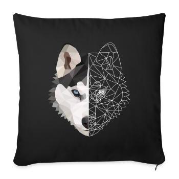 Husky Polygone chien de glace neige amour animal cadeau - Housse de coussin décorative 45 x 45 cm - noir - Devant